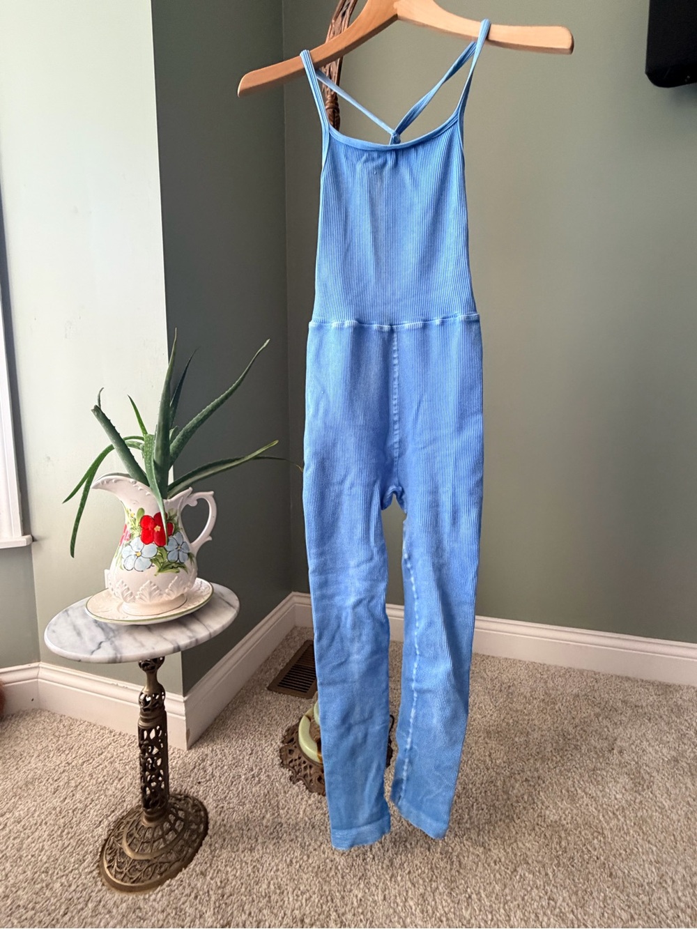 FP Movement Free People XS Blue Ribbed Jumpsuit